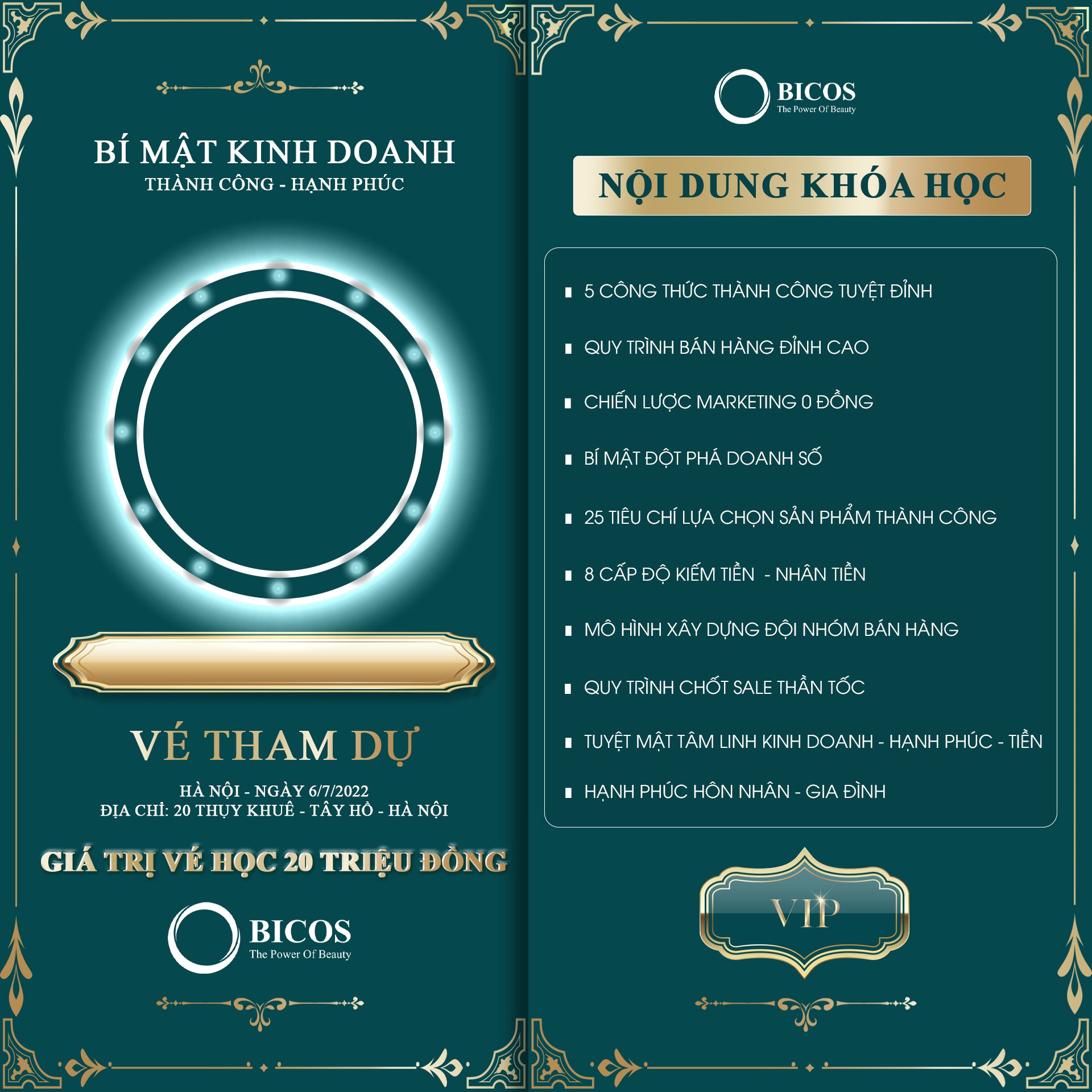 Vé Mời Vip tại buổi học của Trần Toàn Và Bích Lê