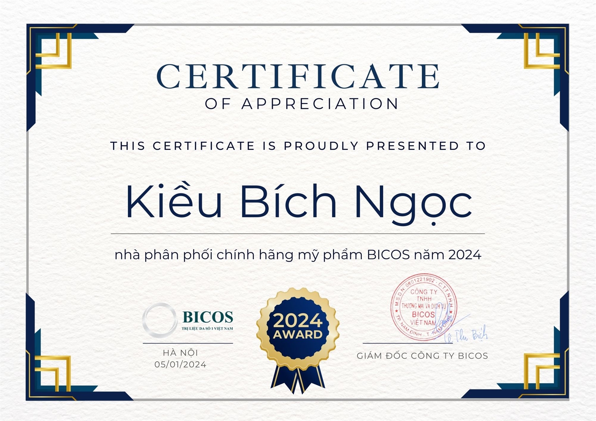 Kiều Bích Ngọc - Nhà phân phối chính hãng mỹ phẩm BICOS